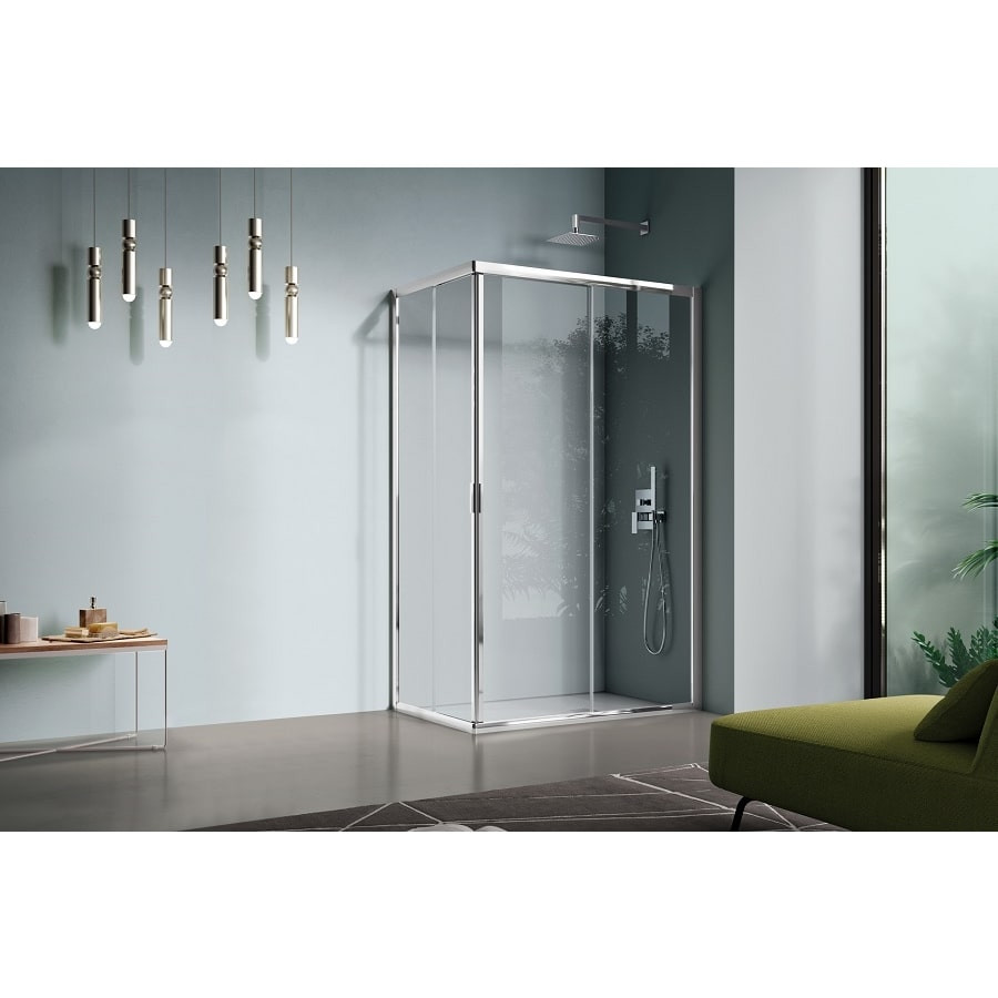 AMERICA QUATTRO klizna tuš vrata 83-87 cm bijeli mat profil, prozirno staklo