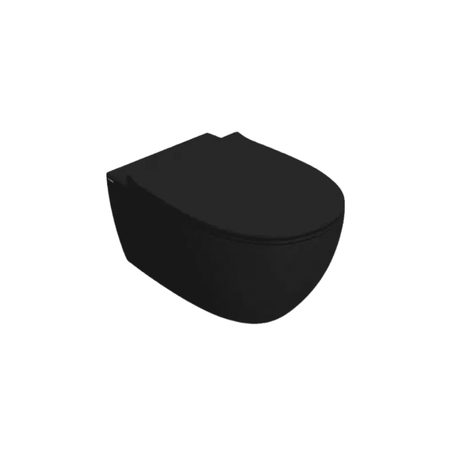 4ALL; senzabrida konzolni wc 54x36 cm, crna mat i sporospuštajuća daska, crna mat