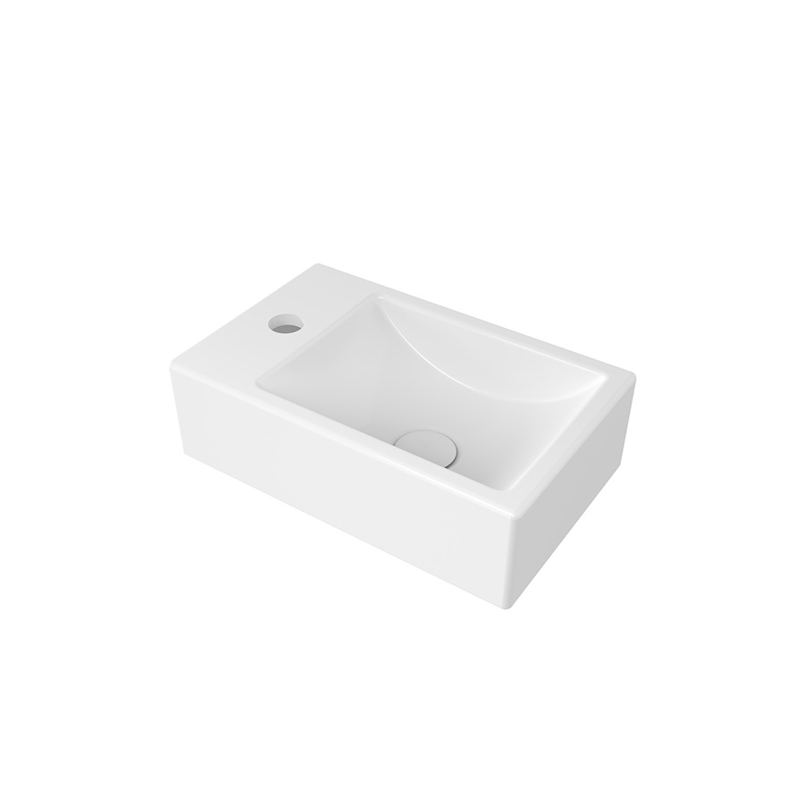 C_CODE mali umivaonik 37x23 cm rupa za miješalicu lijevo, bijeli sjaj