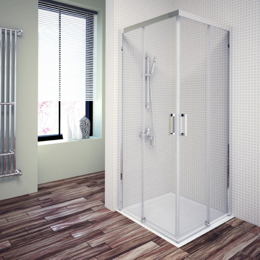 SOGNO D+D klizna vrata 97,5-100 cm silver profil, prozirno staklo, lijeva