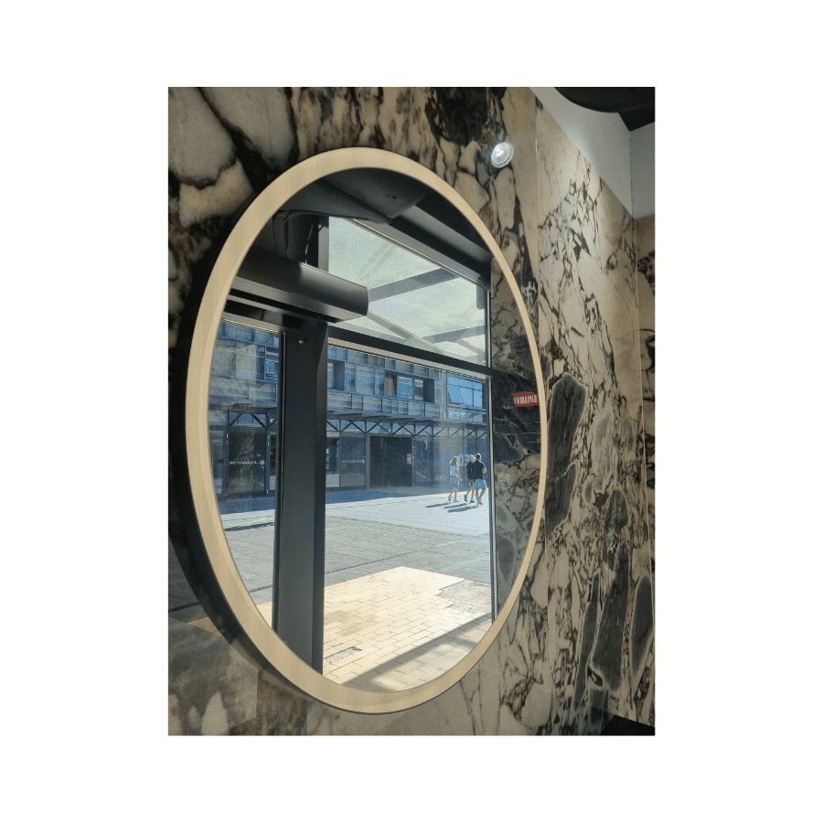 SP.FR1000.R1 ogledalo; fi 100 cm s integr. LED rasvjetom, touch prekidač; crna mat; iz izložbe Rijeka
