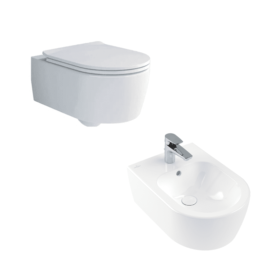 AVENTO; konzolna wc školjka s daskom 56x37 cm + bide